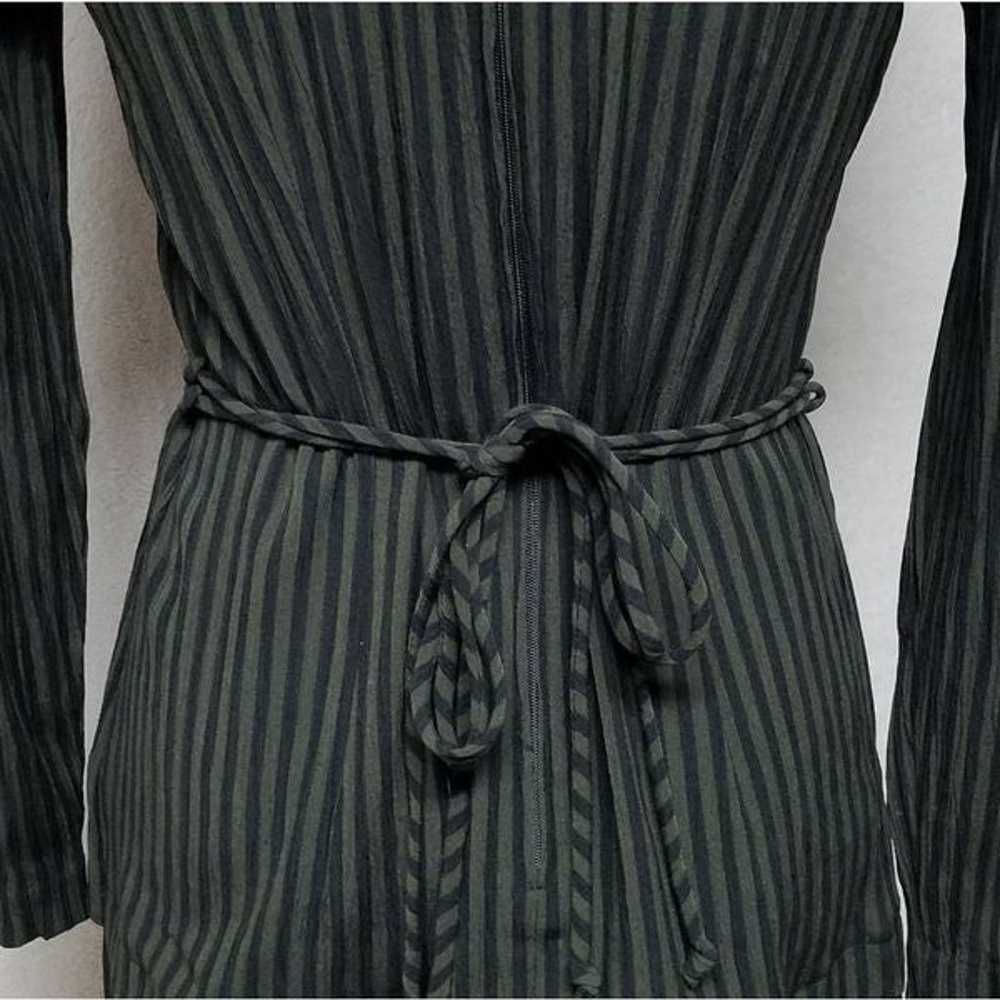 Vintage 80s DBY Green Black Striped Micro-pleated… - image 10