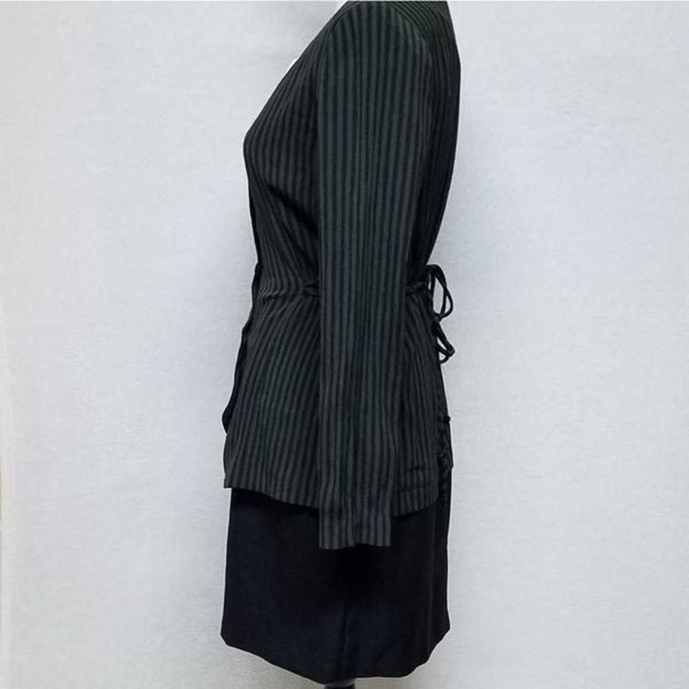 Vintage 80s DBY Green Black Striped Micro-pleated… - image 7