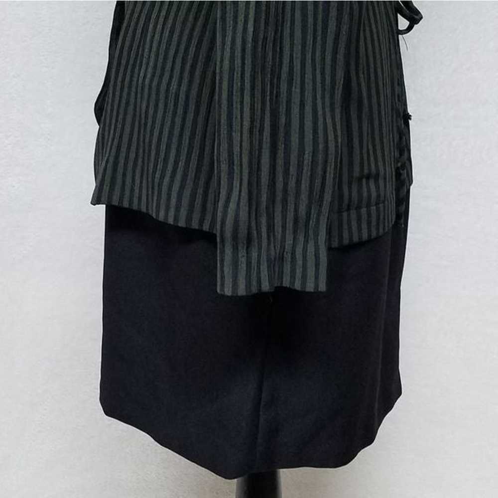 Vintage 80s DBY Green Black Striped Micro-pleated… - image 8