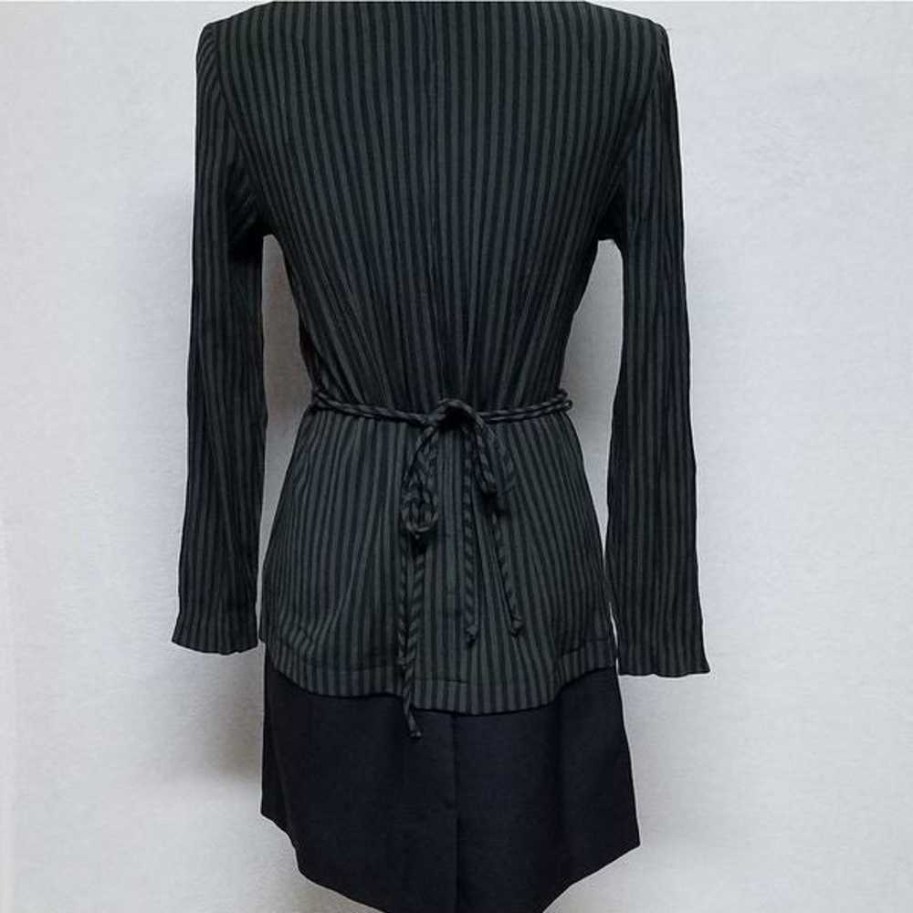 Vintage 80s DBY Green Black Striped Micro-pleated… - image 9