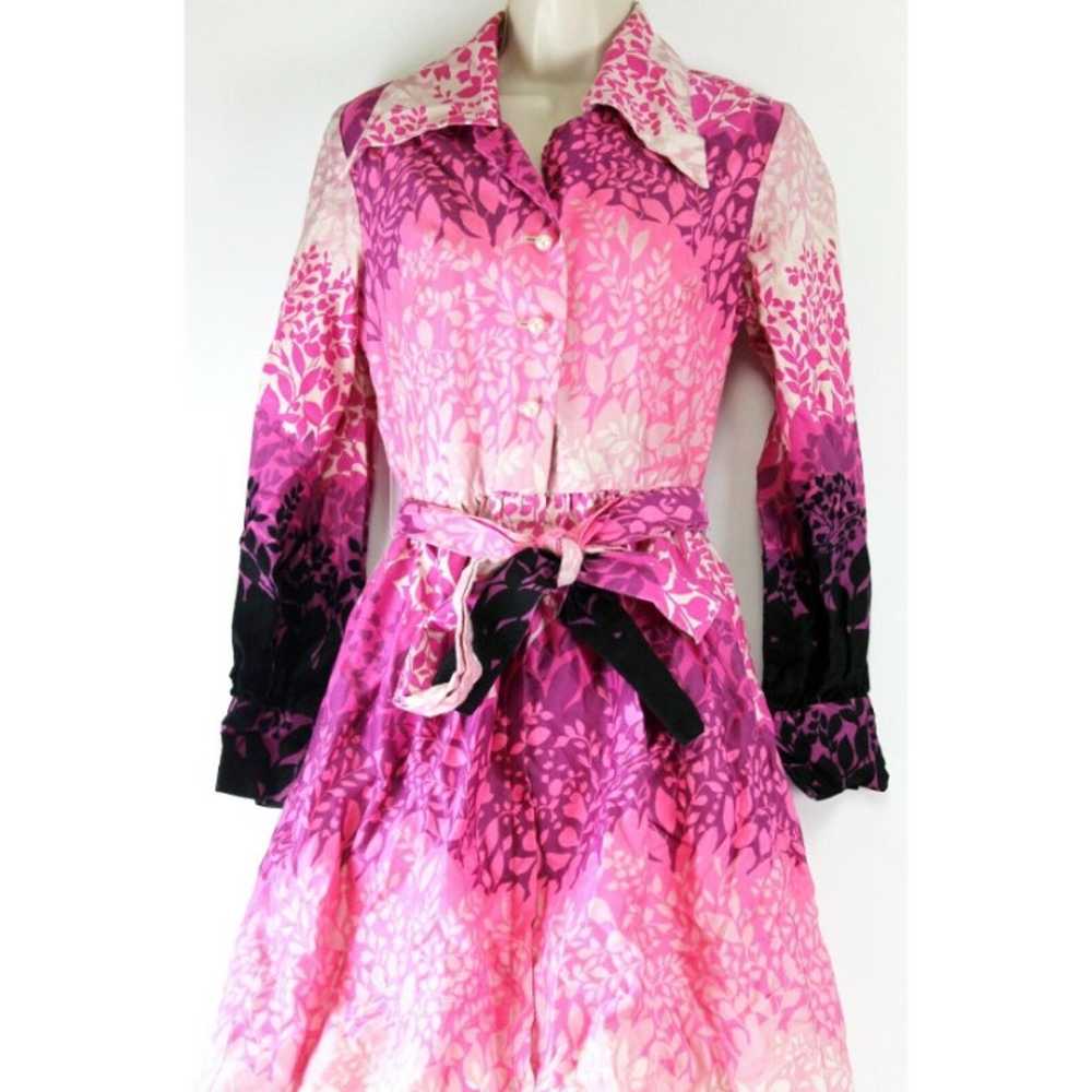 Vtg Evelyn Pearson Pink Shirt Lounge Dress Floral… - image 2