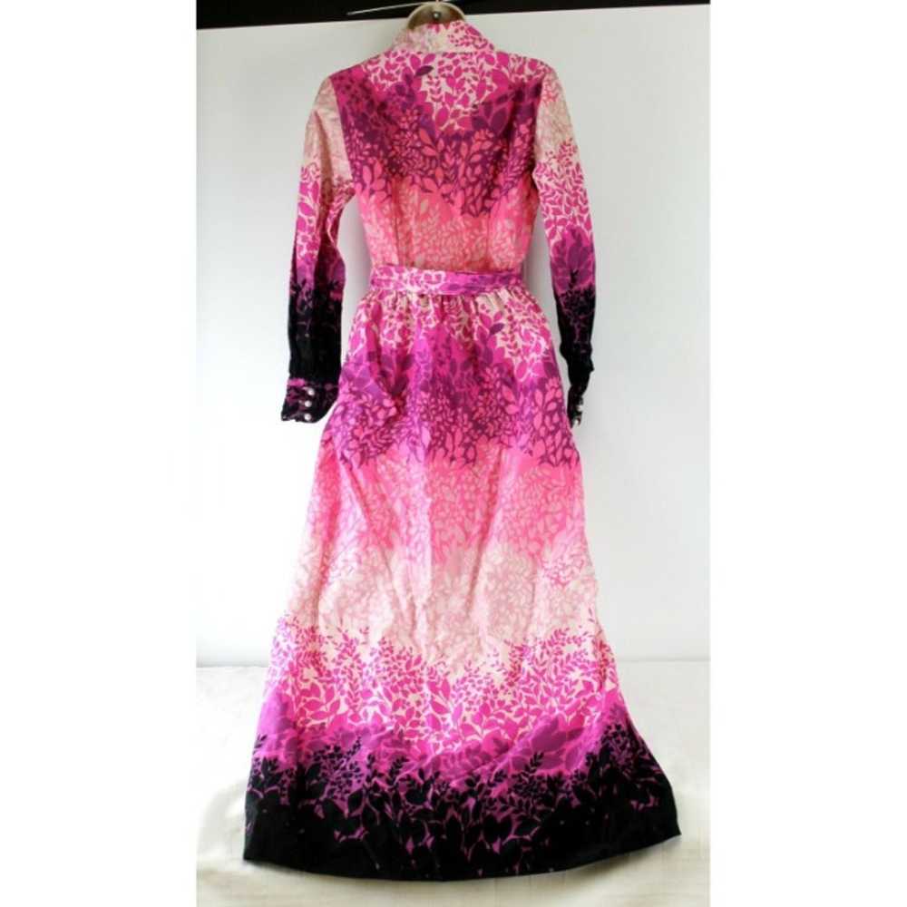 Vtg Evelyn Pearson Pink Shirt Lounge Dress Floral… - image 4