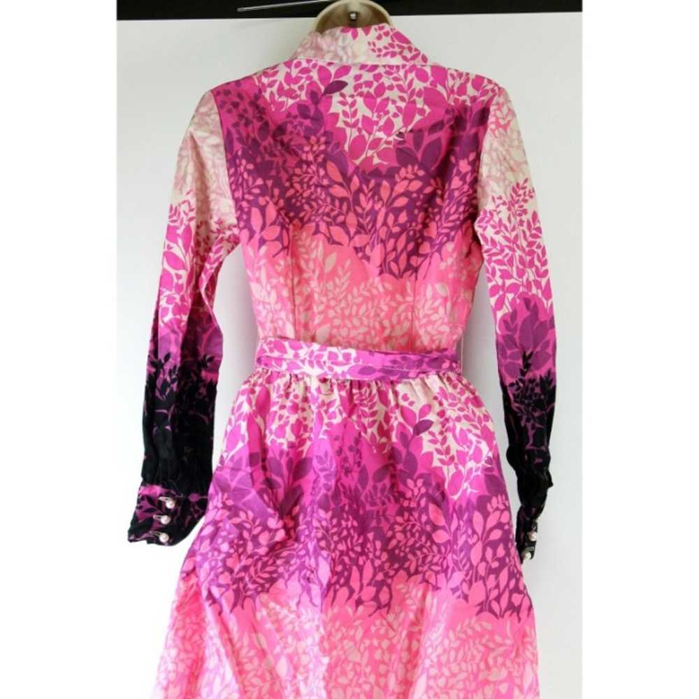 Vtg Evelyn Pearson Pink Shirt Lounge Dress Floral… - image 5