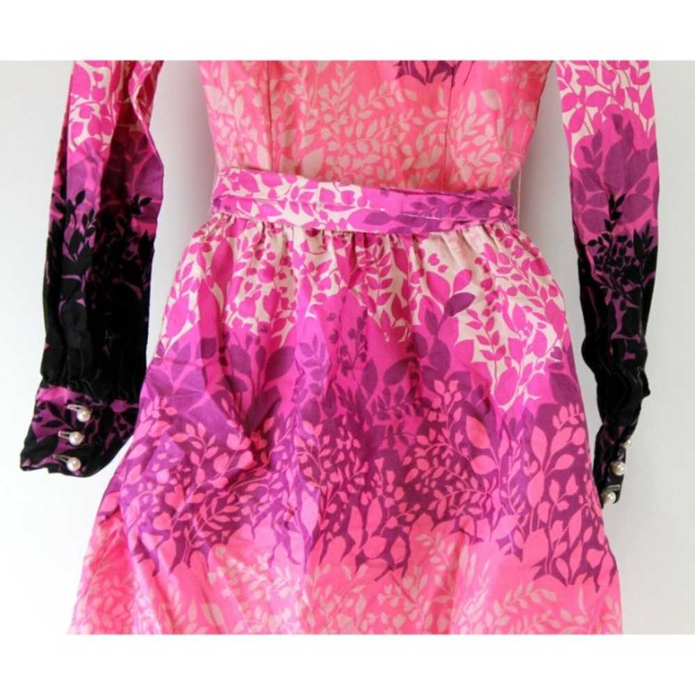Vtg Evelyn Pearson Pink Shirt Lounge Dress Floral… - image 6
