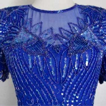 Vintage Denise Elle Sequence Blue Dress