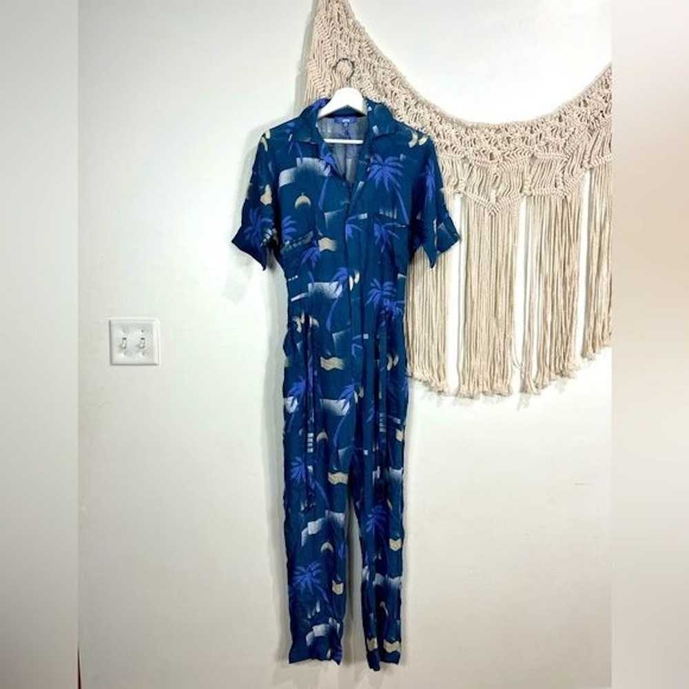 Other Womens Paradised Collared Jumpsuit Tropical… - image 1