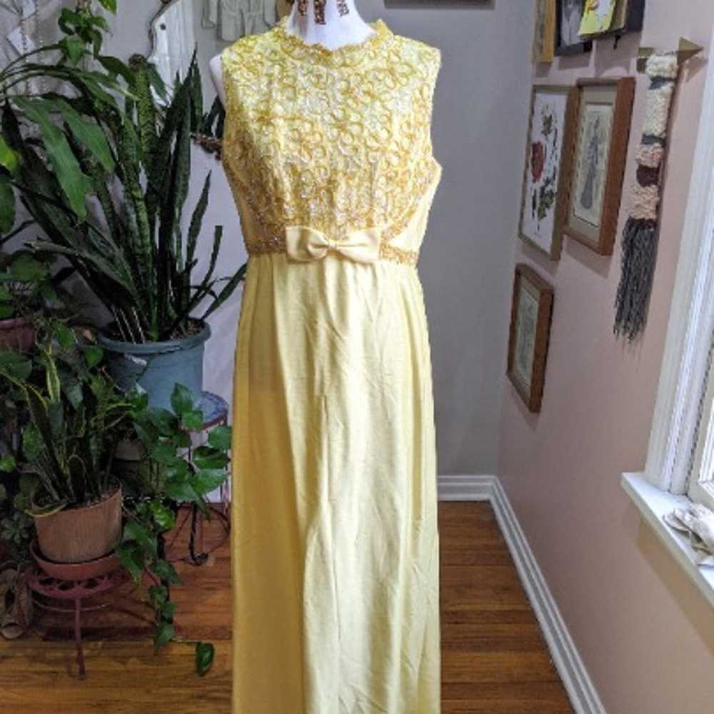 Nadine Dress 1960's Yellow Evening Gown - image 3