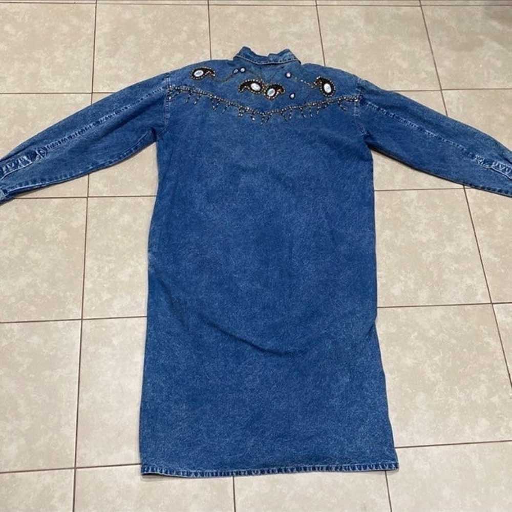 Snow Blue long sleeve denim dress. Embellished. J… - image 11