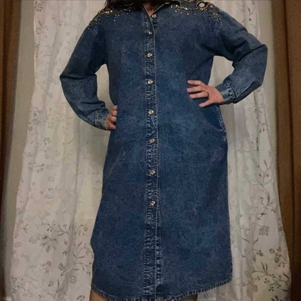 Snow Blue long sleeve denim dress. Embellished. J… - image 3