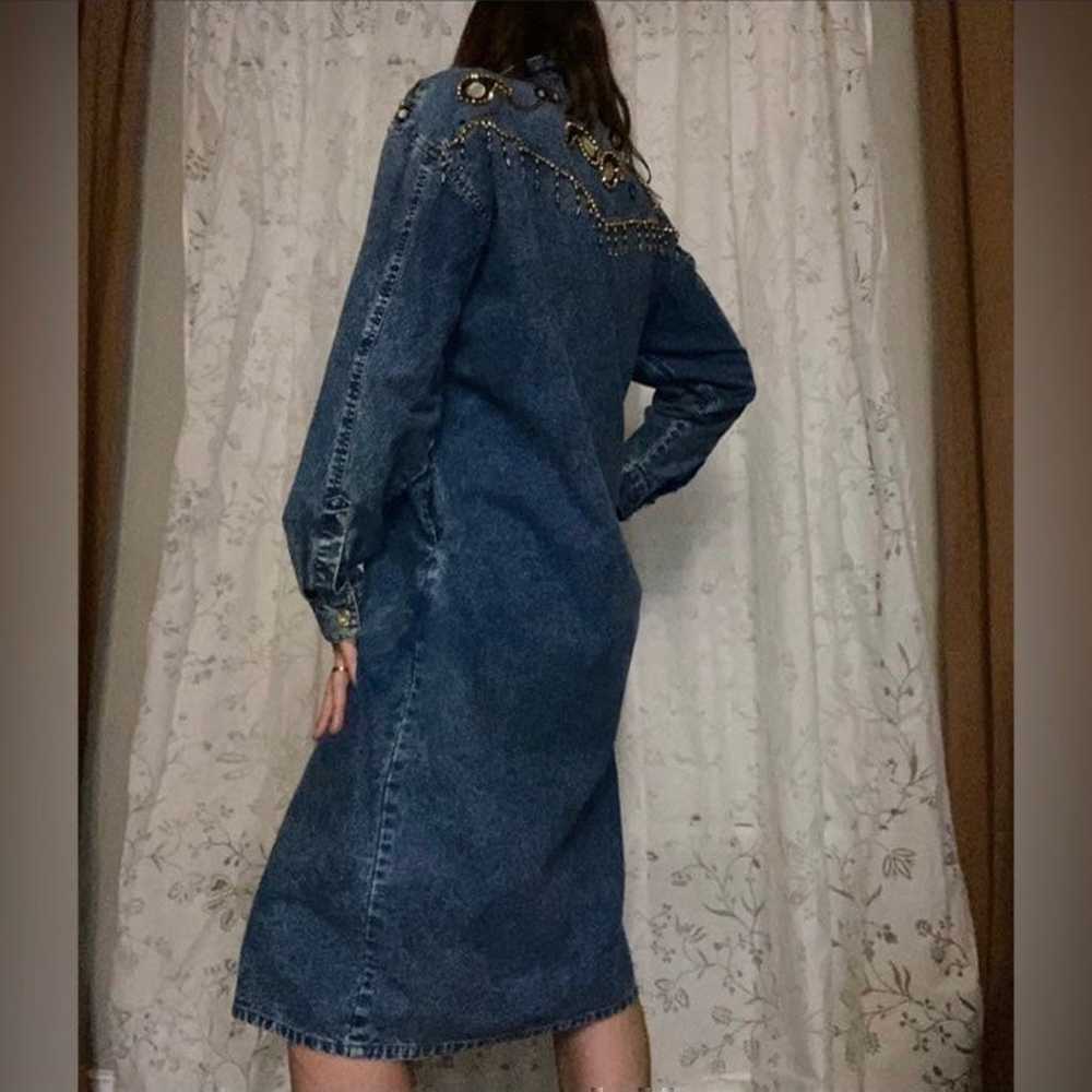 Snow Blue long sleeve denim dress. Embellished. J… - image 4