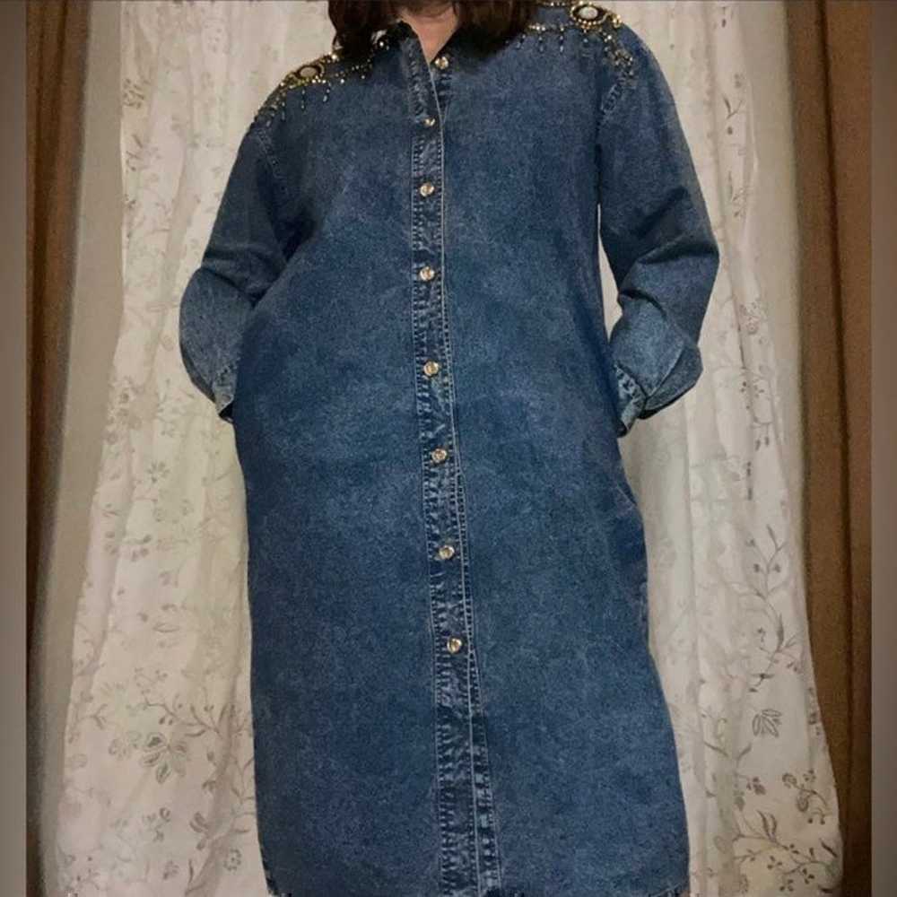 Snow Blue long sleeve denim dress. Embellished. J… - image 5