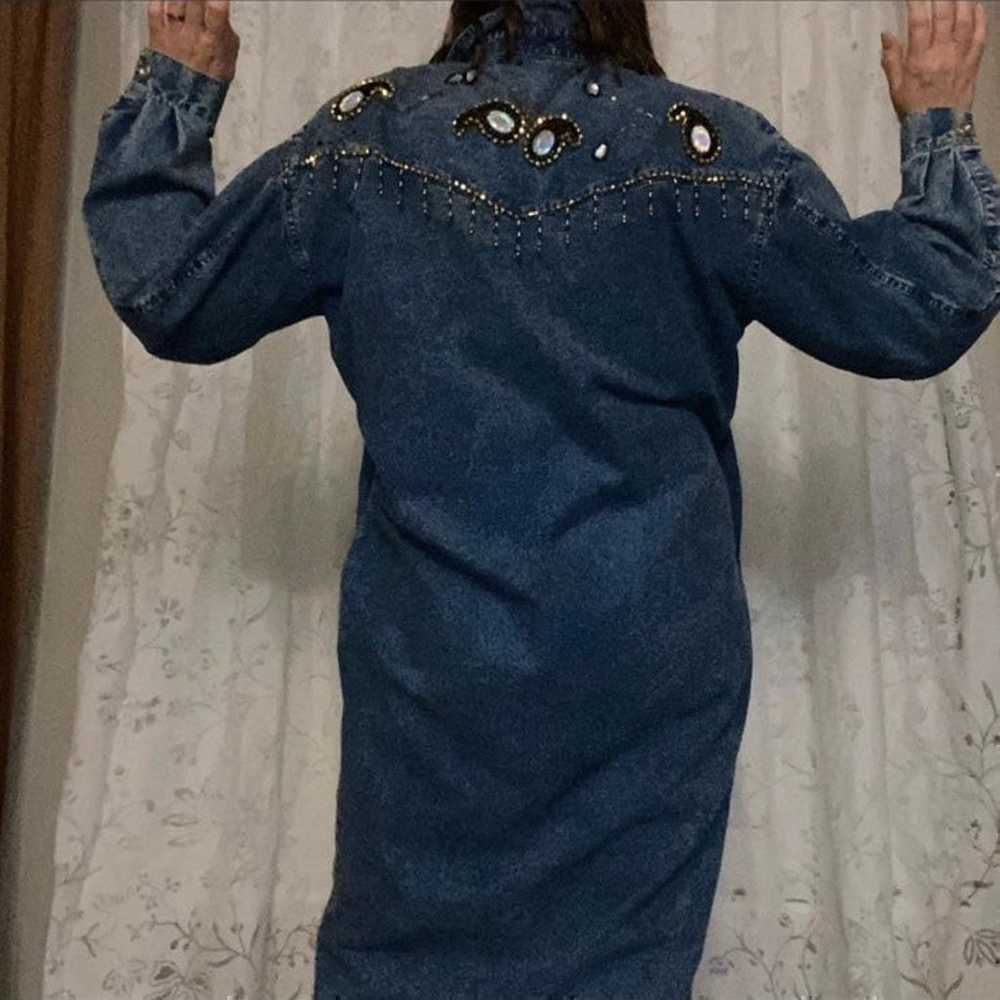 Snow Blue long sleeve denim dress. Embellished. J… - image 6