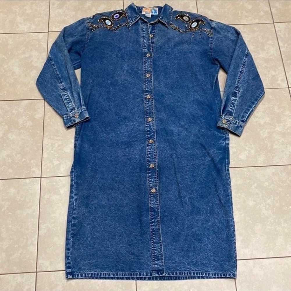 Snow Blue long sleeve denim dress. Embellished. J… - image 7