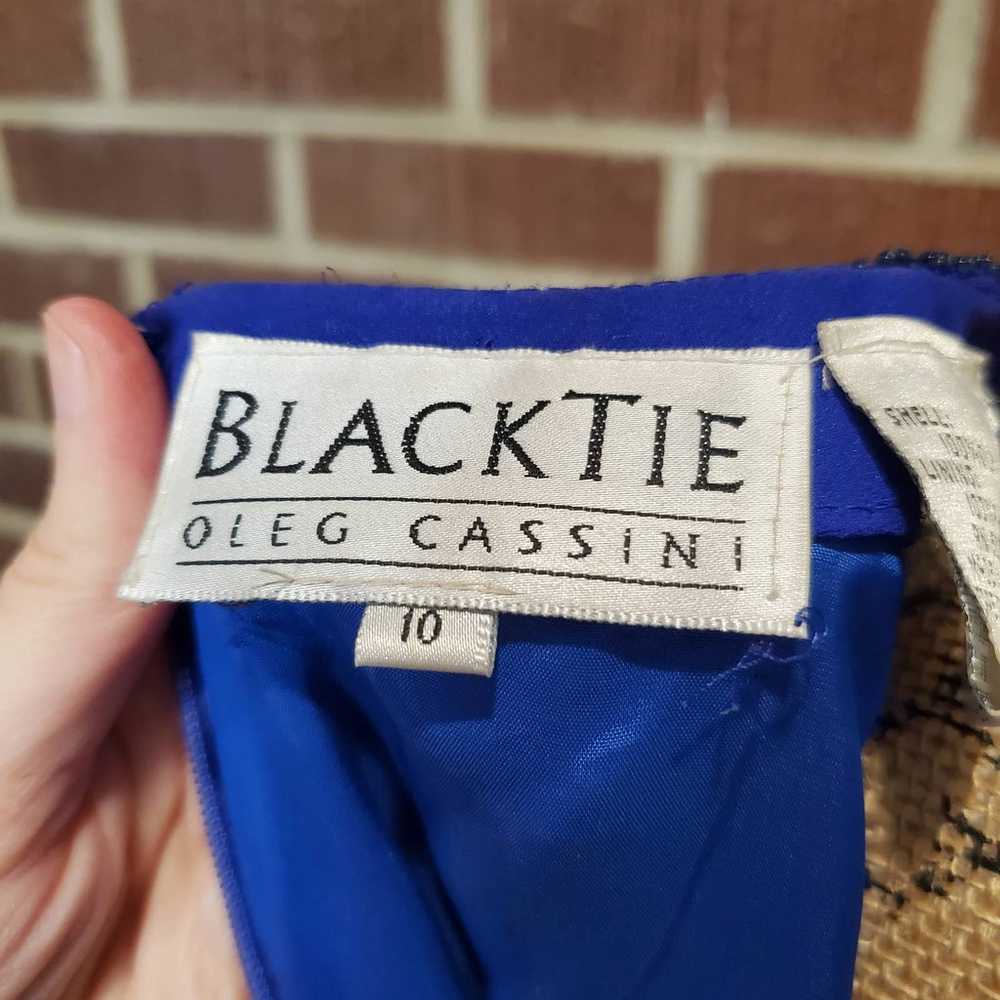 Oleg Cassini Black Tie Blue Vintage Silk Bead Emb… - image 10