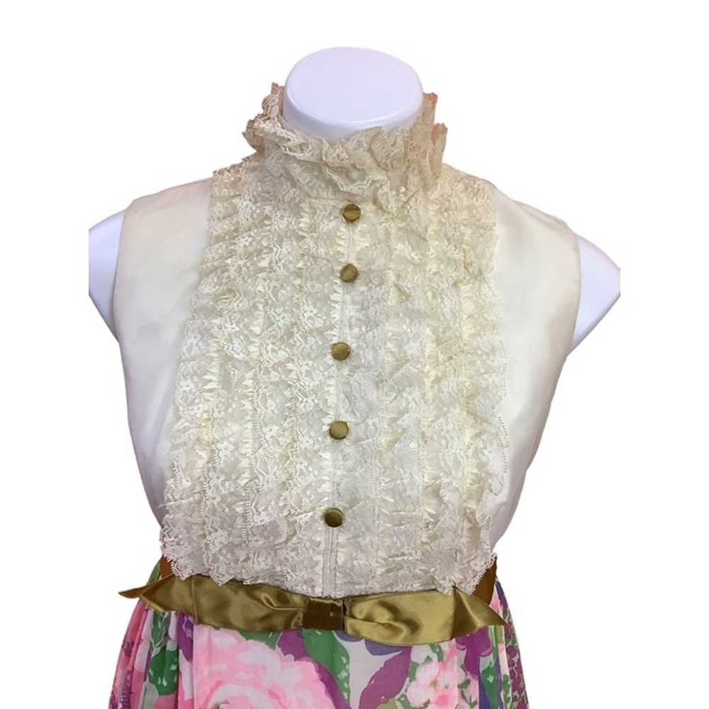 1970s Bridgerton Inspired Ivory and Floral Sleeve… - image 3