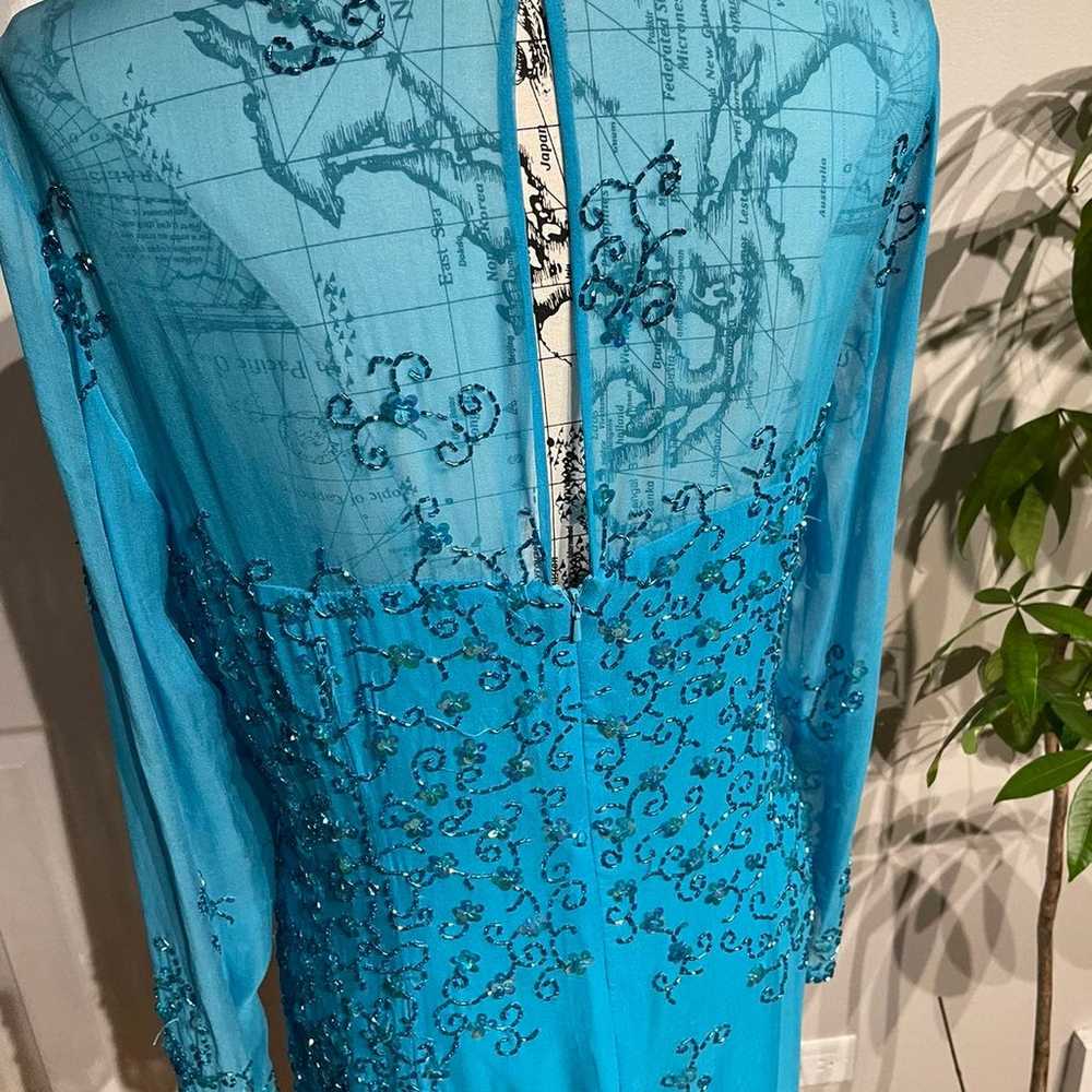 Vintage Silk Embellished Beaded Sequin Long sleev… - image 5