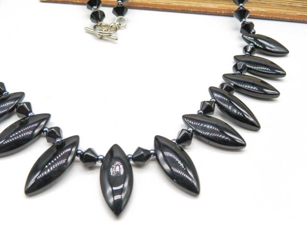 Vintage Retro Black Bead Fringe 22" Long Necklace… - image 2