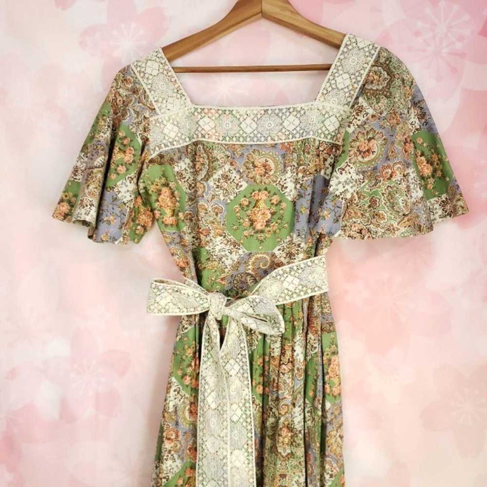 TRUE VINTAGE Handmade Boho Square Neck Dress - image 3