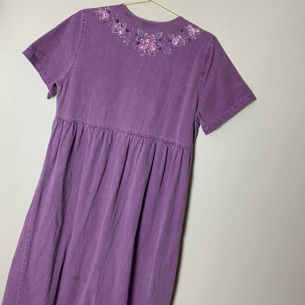 Vintage Sunbelt Dress hand painted purple and whi… - image 11