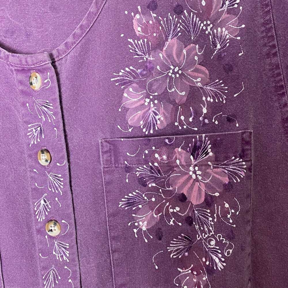 Vintage Sunbelt Dress hand painted purple and whi… - image 8