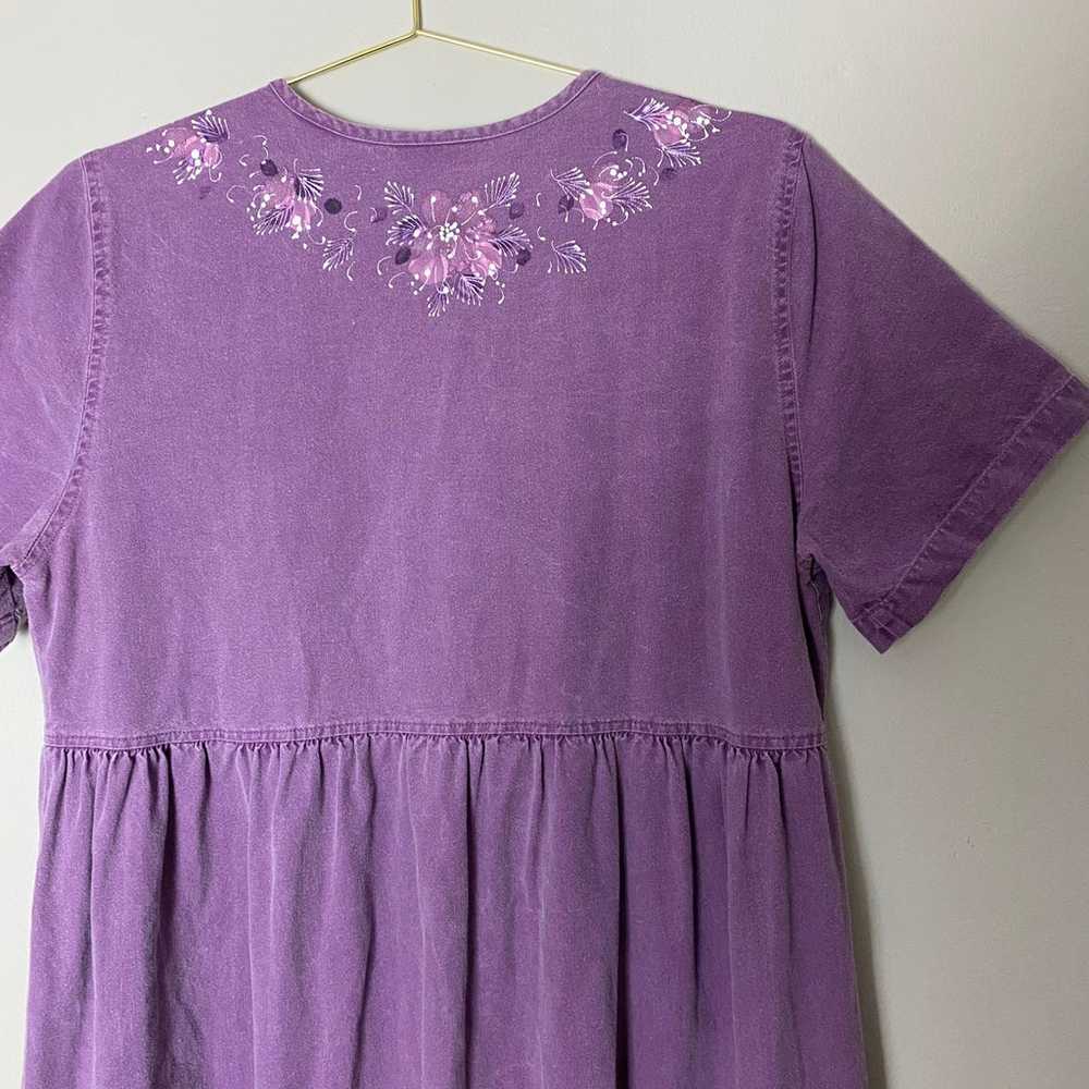 Vintage Sunbelt Dress hand painted purple and whi… - image 9