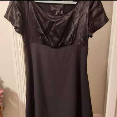 Vintage black satin and mesh dress - image 1