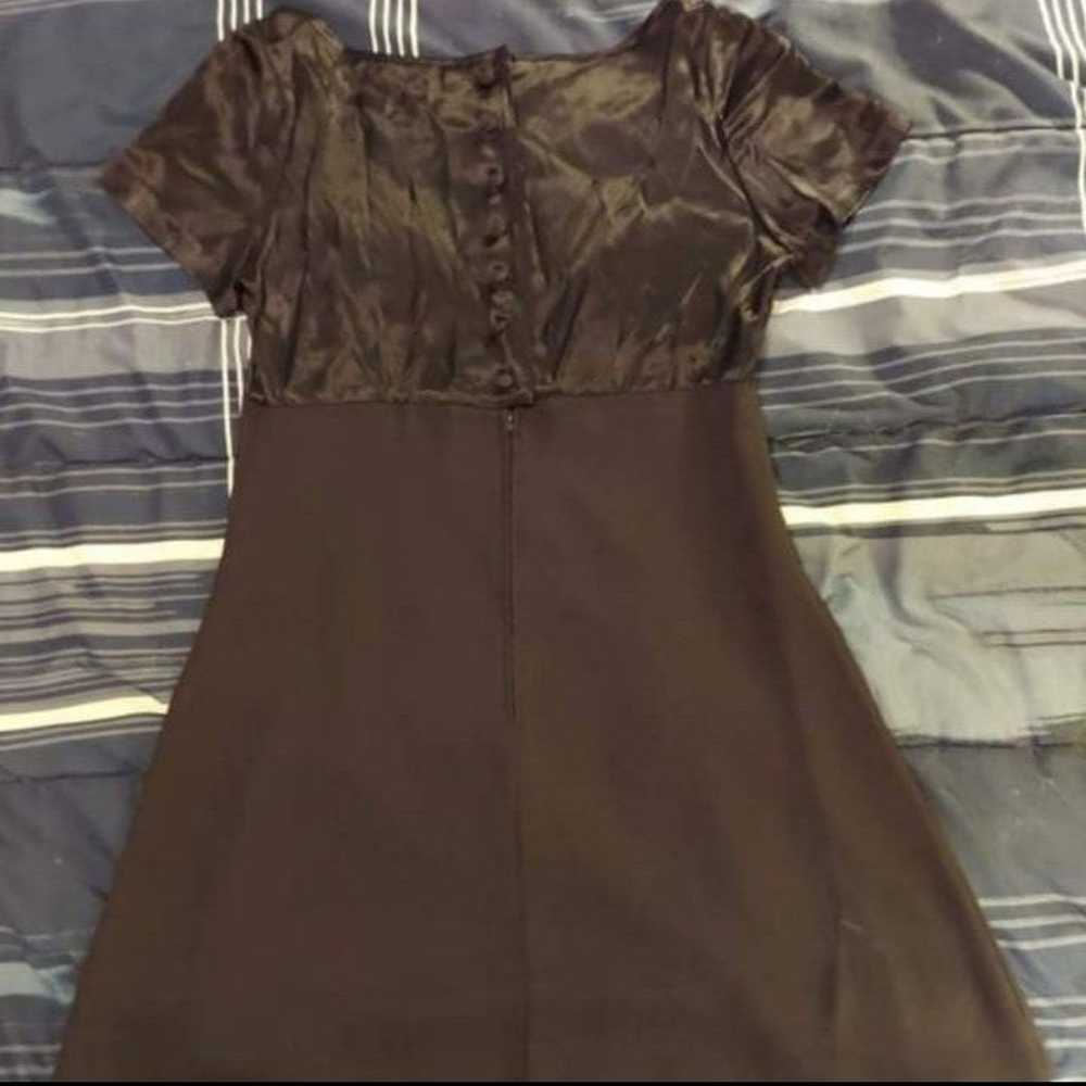 Vintage black satin and mesh dress - image 2