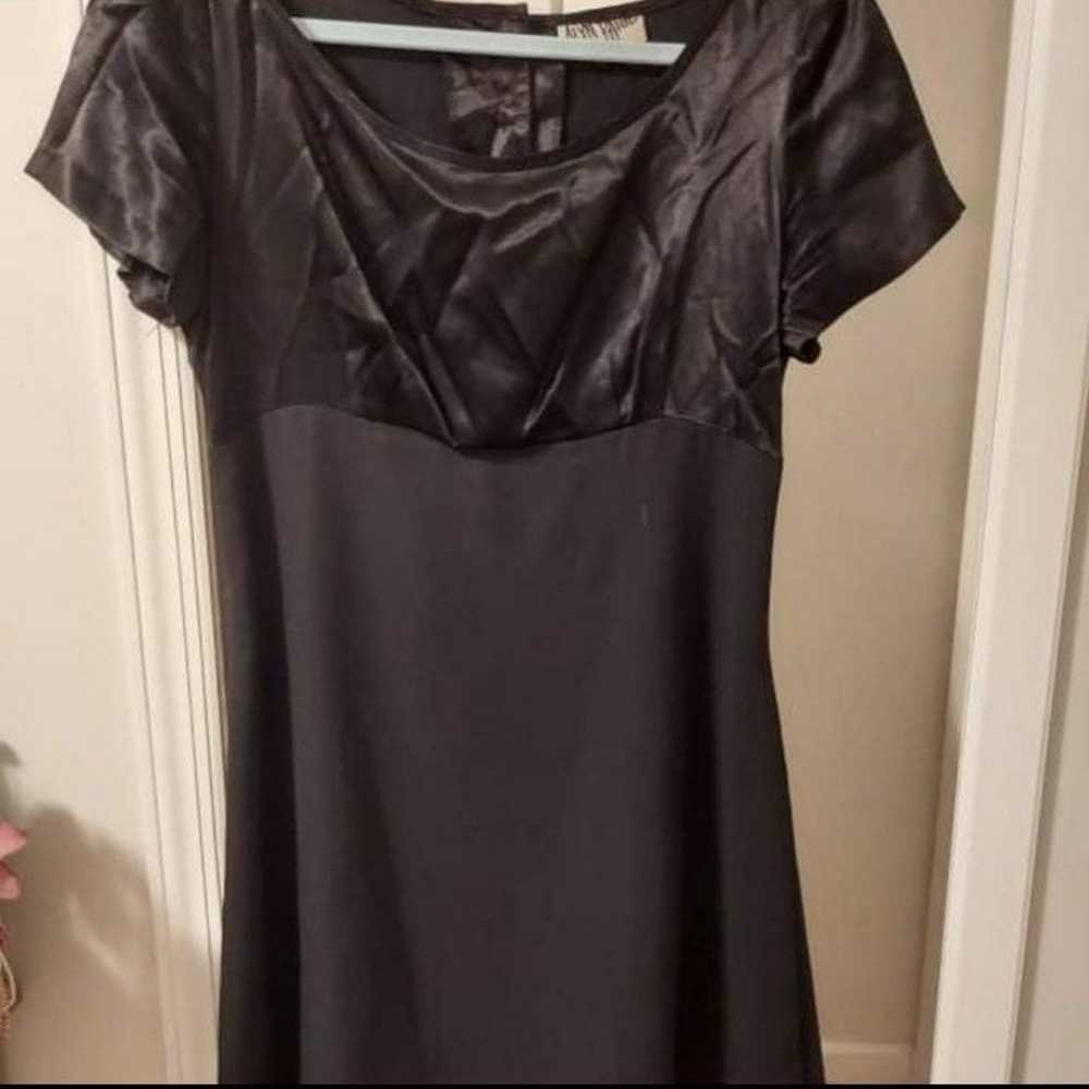 Vintage black satin and mesh dress - image 5