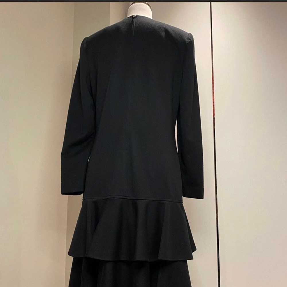 Leslie Fay Vintage Black Long Sleeve Ruffle Dress… - image 2