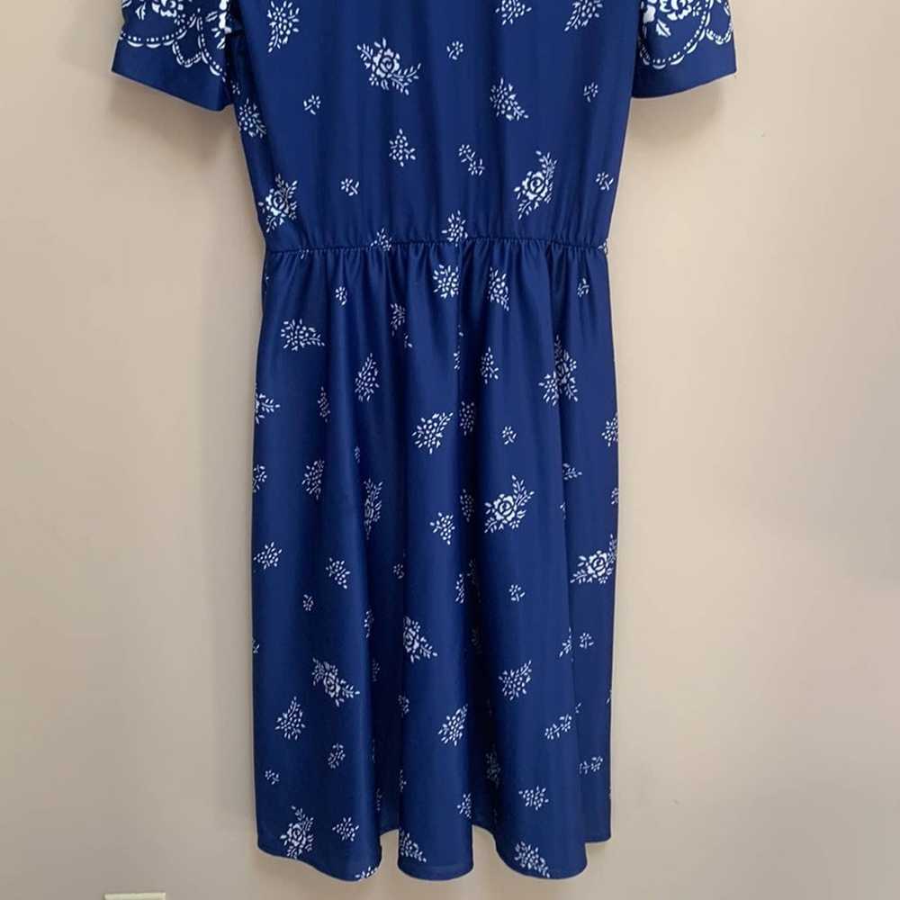 Vintage Tabby Dress Size 12P Blue White Floral - image 6