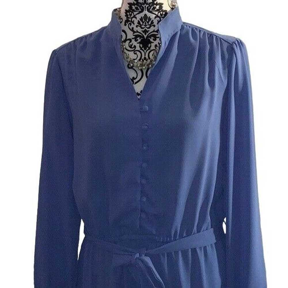 Ms. Chaus vintage blue dress with tie waist size … - image 1