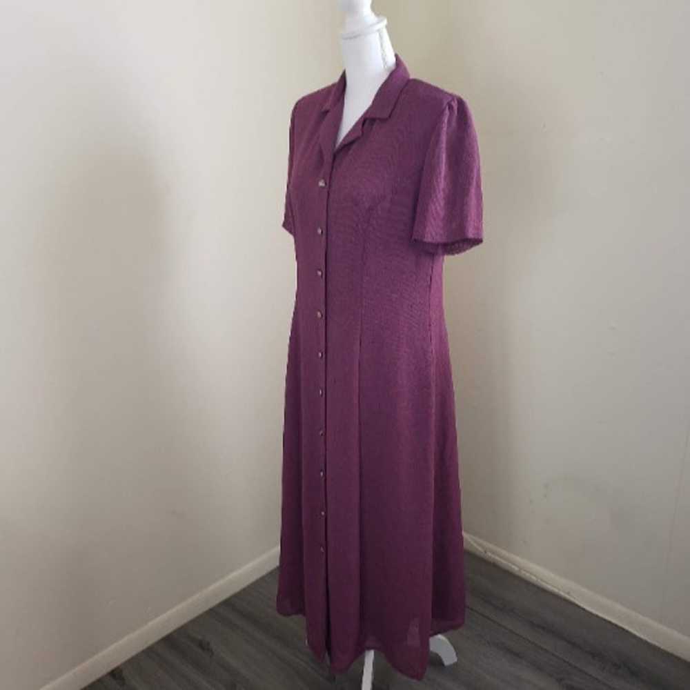 Miss Dorby 80's Vintage Button Down Dress Purple … - image 12