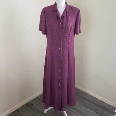 Miss Dorby 80's Vintage Button Down Dress Purple … - image 1