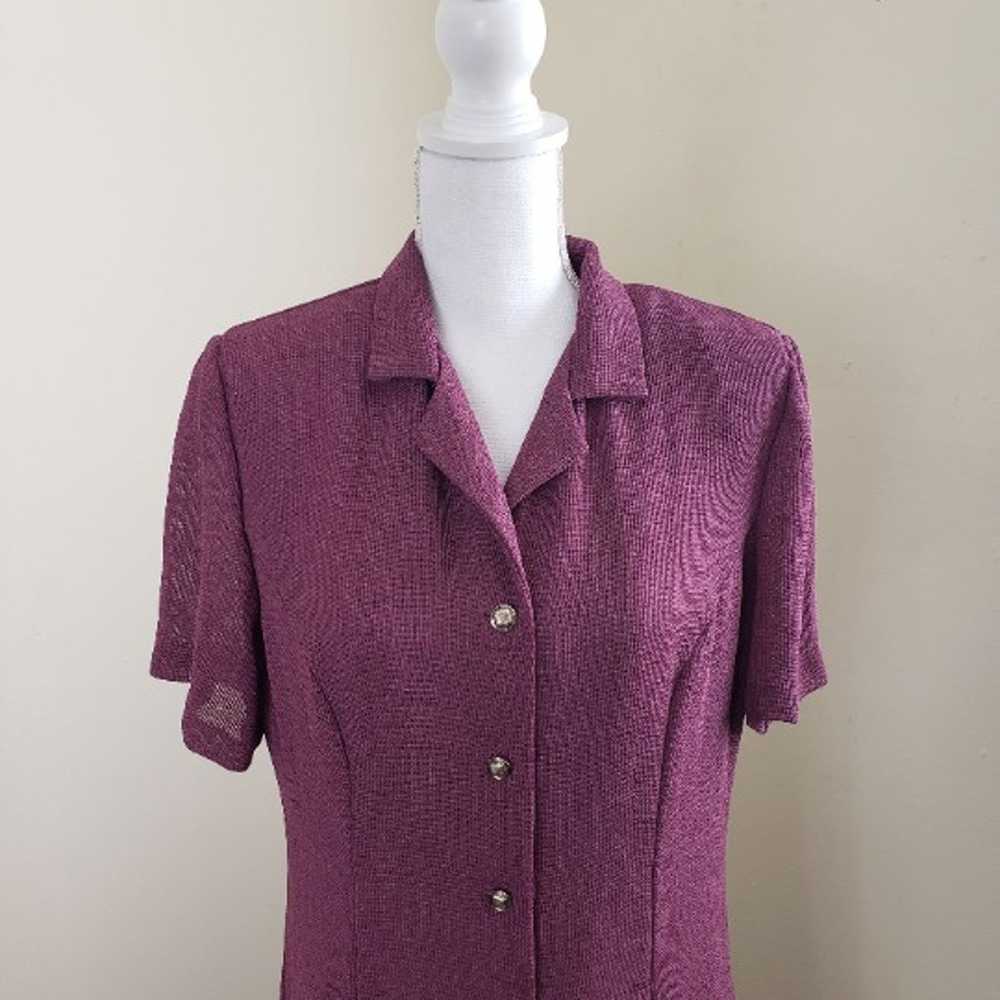 Miss Dorby 80's Vintage Button Down Dress Purple … - image 2