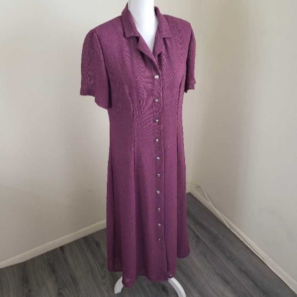 Miss Dorby 80's Vintage Button Down Dress Purple … - image 4