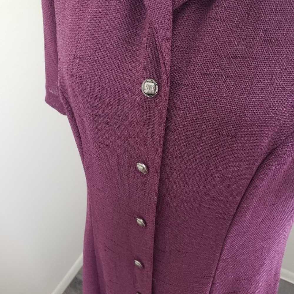 Miss Dorby 80's Vintage Button Down Dress Purple … - image 8