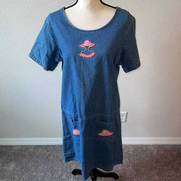 Blue J. Denim Vintage Sheath Short Sleeve Dress w… - image 1