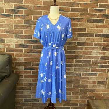 Vintage 80's abstract print belted dress - image 1