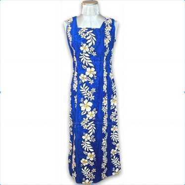 Y2K Womens Blue Tropical Hawaiian Hibiscus Floral Coconut Girl Mini Dress  Medium 