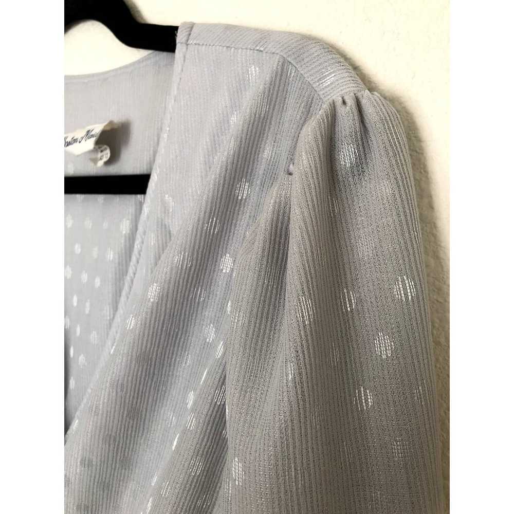 Boston Maid Vintage Long Sleeve Silver Polka Dot … - image 2