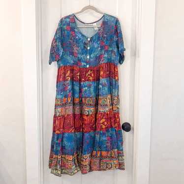 Vintage 90s Patchwork Dress Size Large - image 1