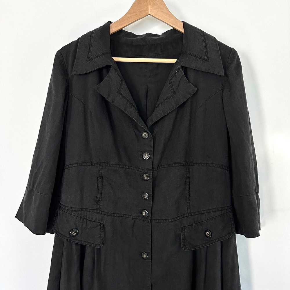 Vintage Tara Jarmon Black Button Front Midi Dress - image 7