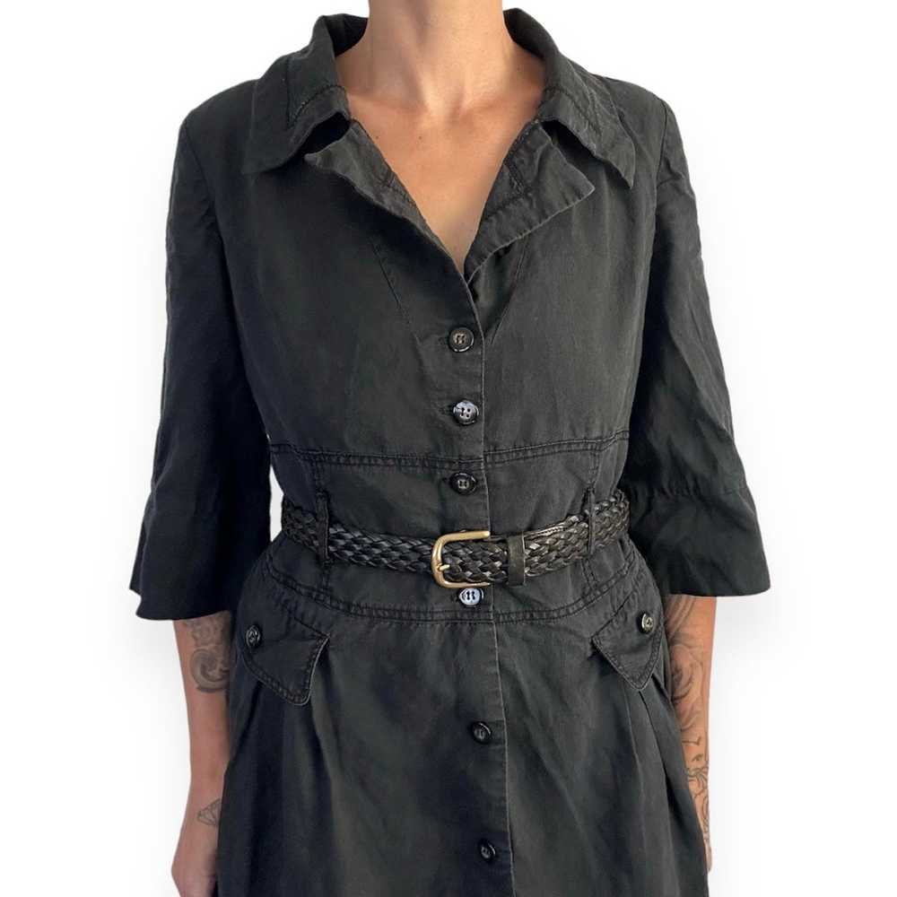 Vintage Tara Jarmon Black Button Front Midi Dress - image 8