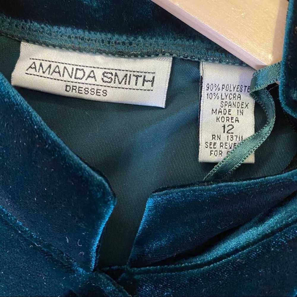 Vintage Amanda Smith green velvet button down lon… - image 8