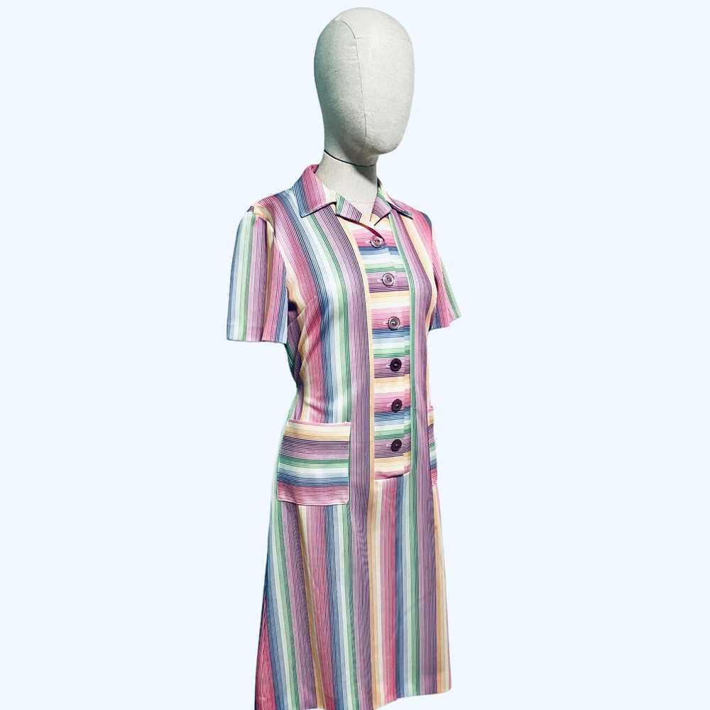 Vintage 60s, 70s Nancy Flock Rainbow Striped Butt… - image 1