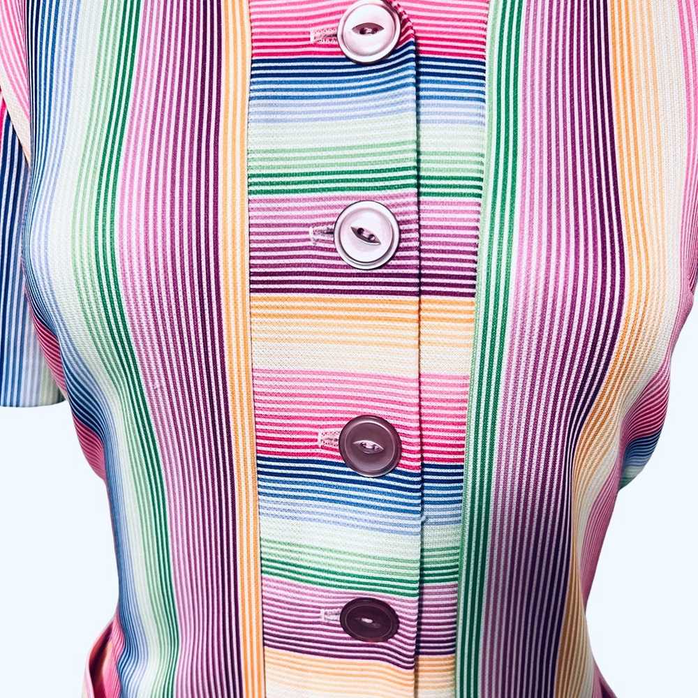 Vintage 60s, 70s Nancy Flock Rainbow Striped Butt… - image 3