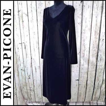 Evan Picone Black Chiffon Ruffle Dress 