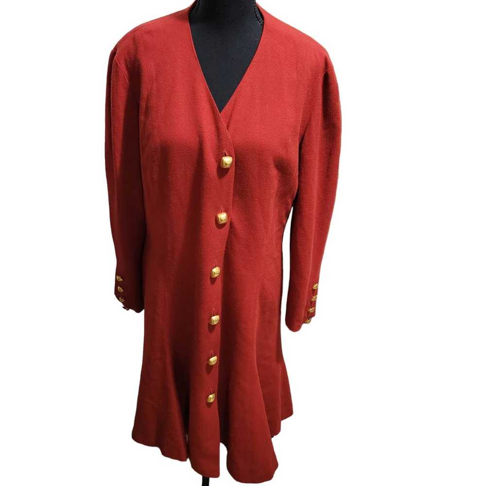 Linda Allard Ellen Tracy Vintage Wool Red Orange … - image 1
