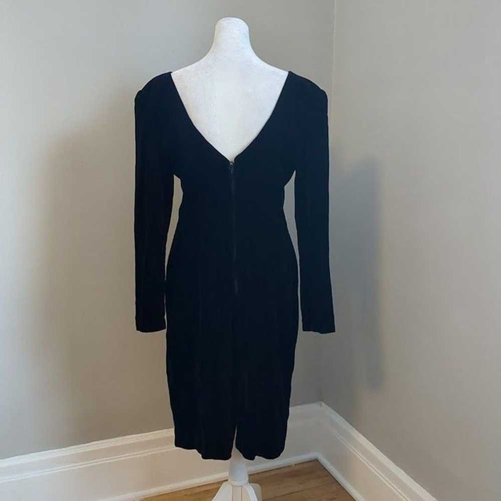 Vintage 90s Zum Zum Velvet Midi Dress Beaded Size… - image 3