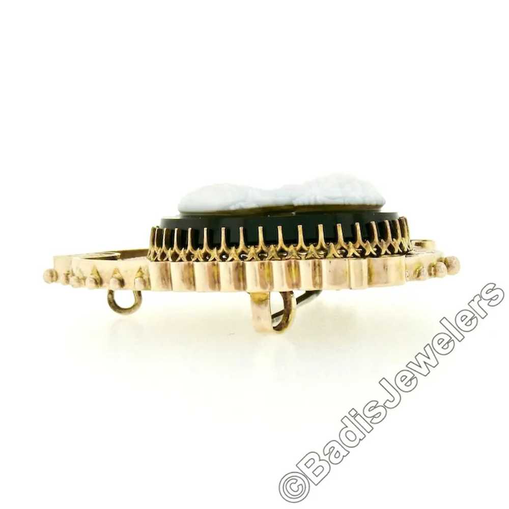 Antique Victorian 14k Gold Oval Black & White Car… - image 3